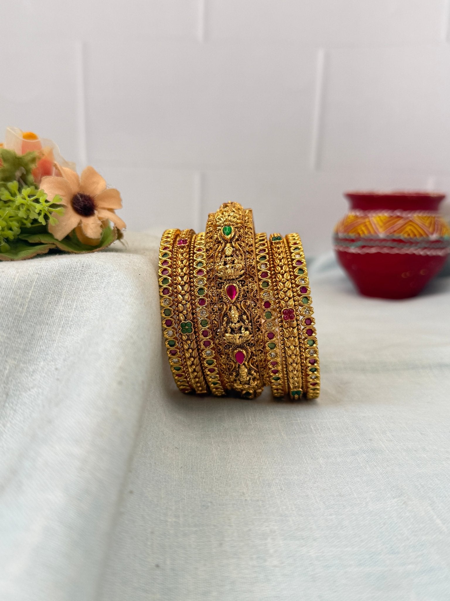 Luxurious Antique & Kada Bangle Set - 5231 - Mahilas
