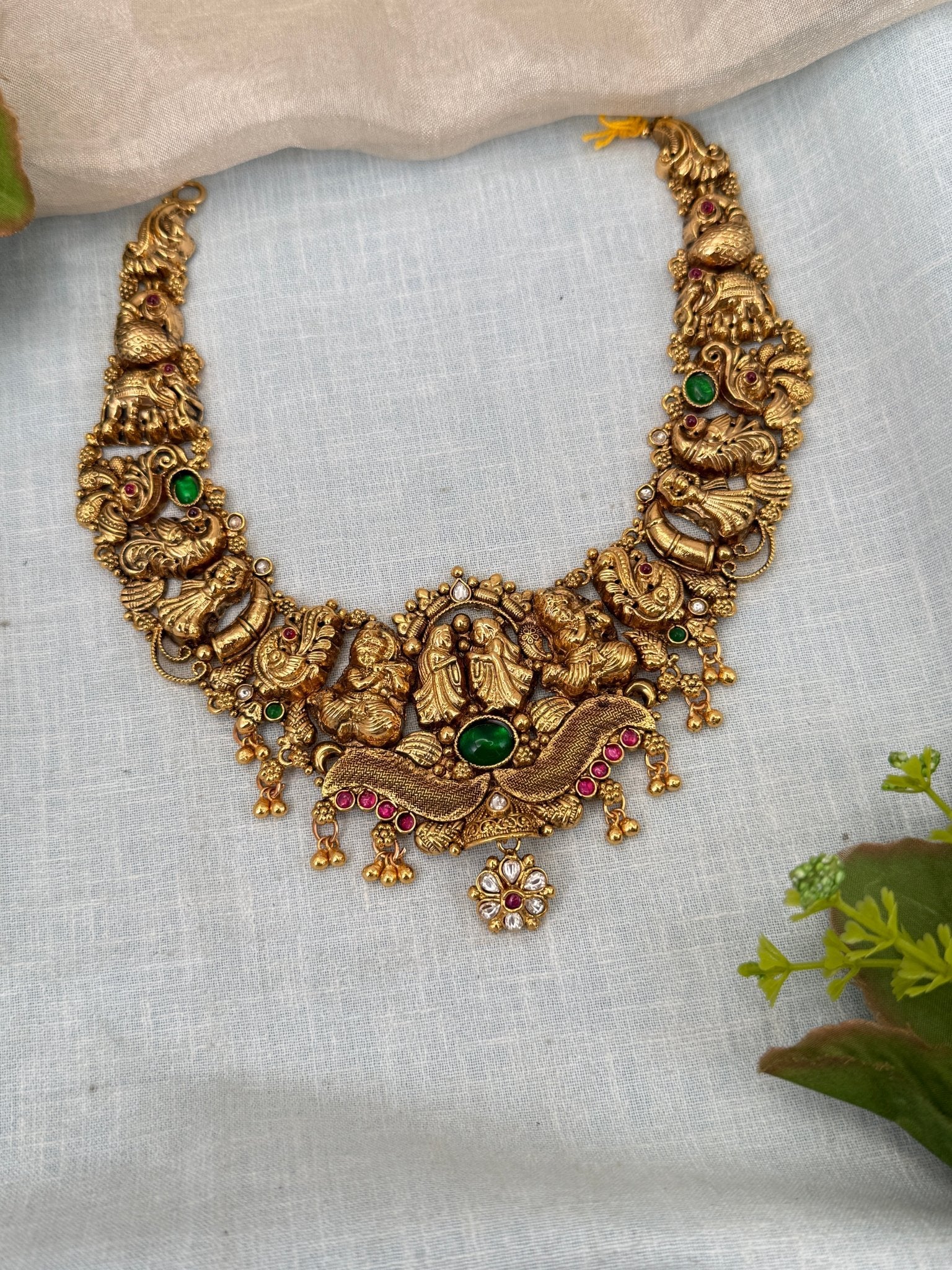 Luxurious Antique Kalyana Short Necklace Set 0441 - Mahilas