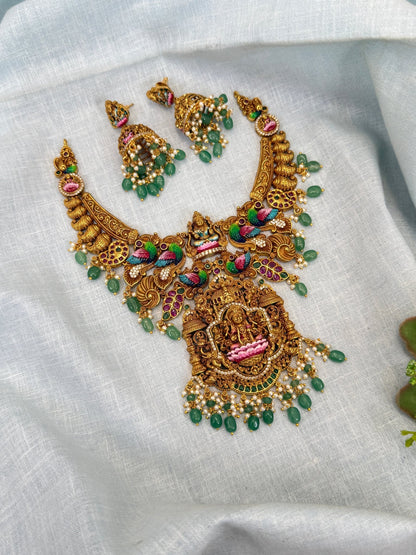 Luxurious Antique Kanti Style Lakshmi Short Necklace Set 0334 - Mahilas