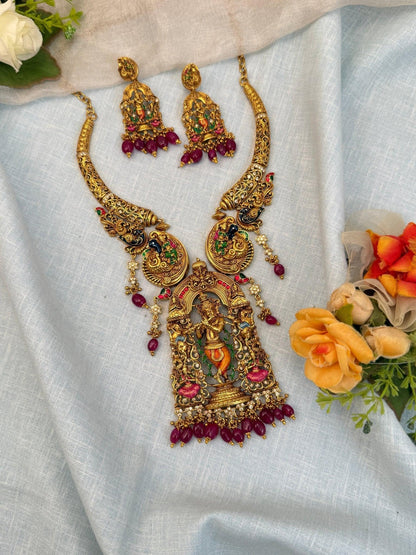 Luxurious Antique Krishna Necklace Set 937 - Mahilas