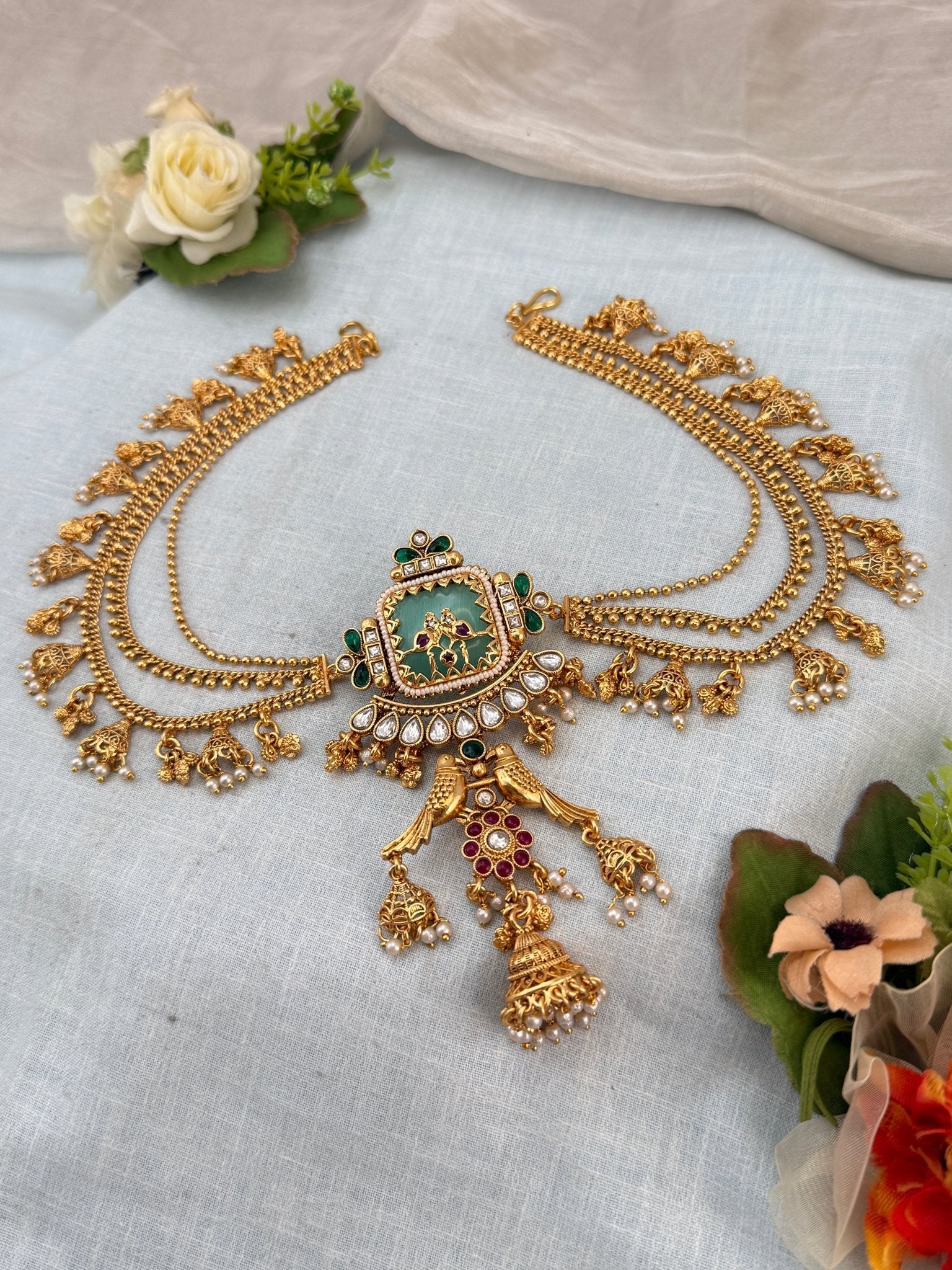 Luxurious Antique Kundan Jadebille with Maatal 3034 - Mahilas