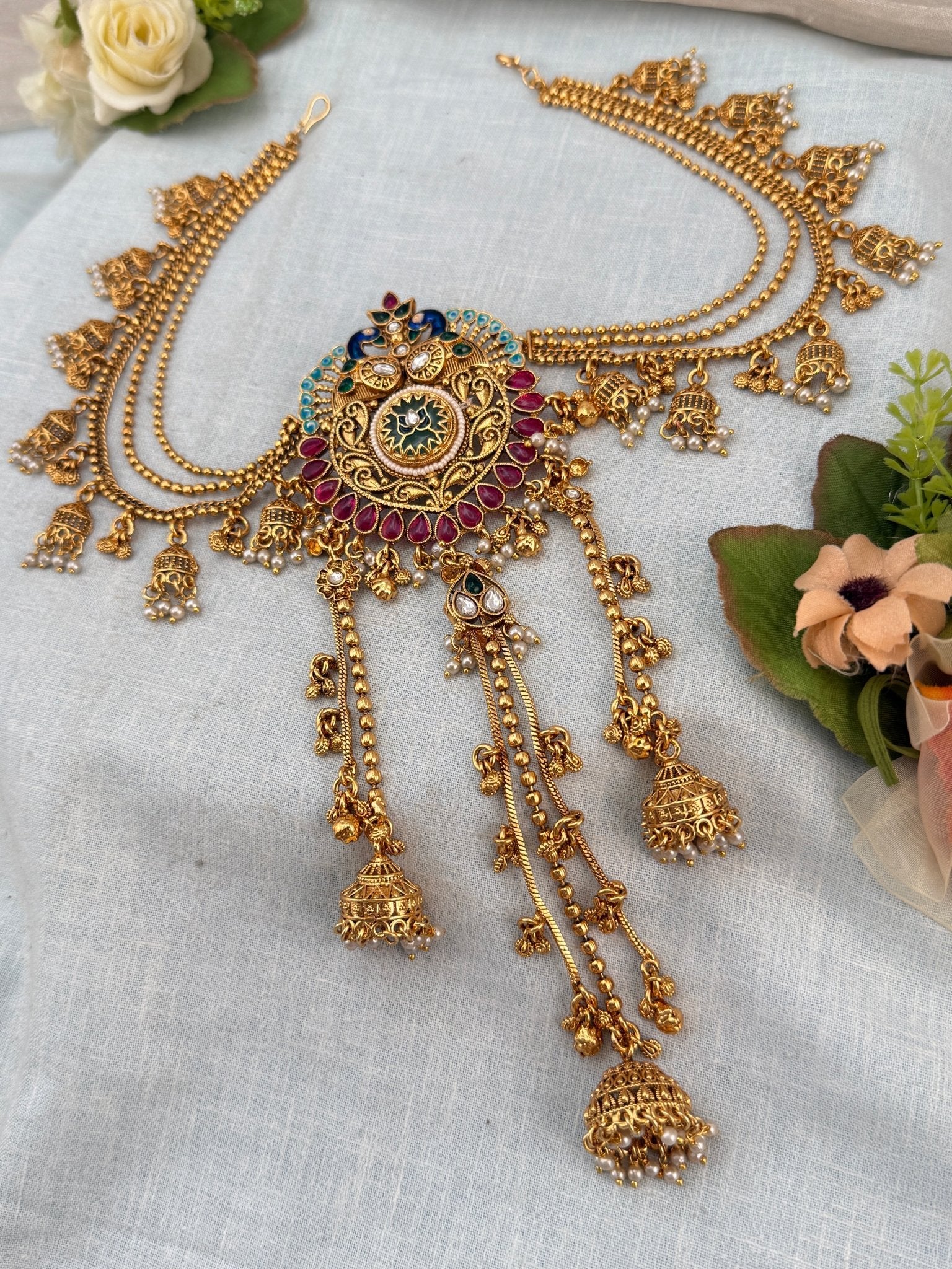 Luxurious Antique Kundan Jadebille with Maatal 3035 - Mahilas