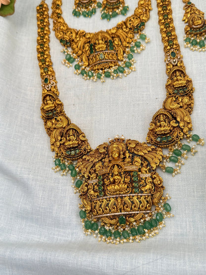 Luxurious Antique Lakshmi Bridal Necklace Set 0425 - Mahilas