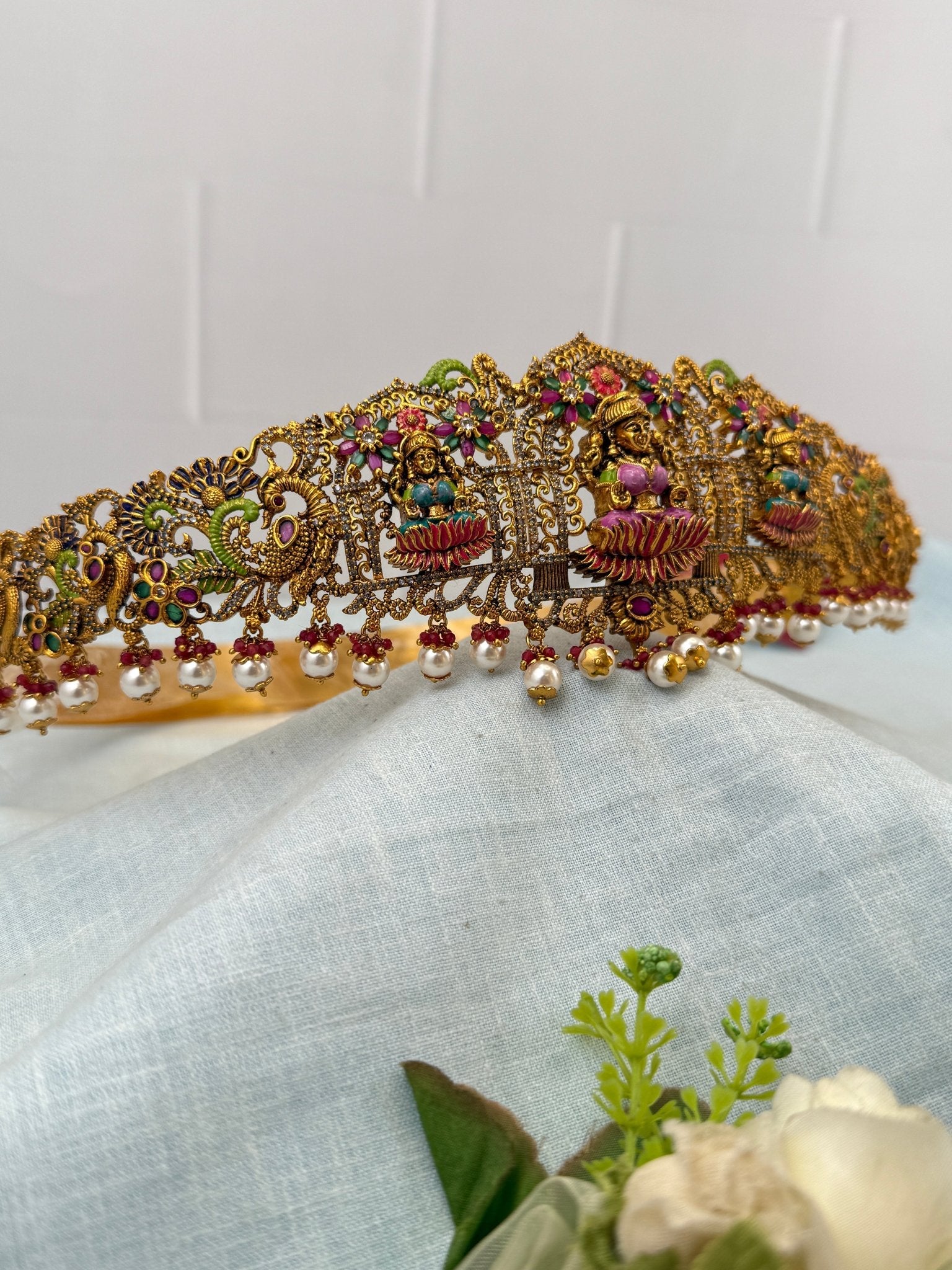 Luxurious Antique Lakshmi Hand Paint Vaddanam Kamarbandh 7258 - Mahilas