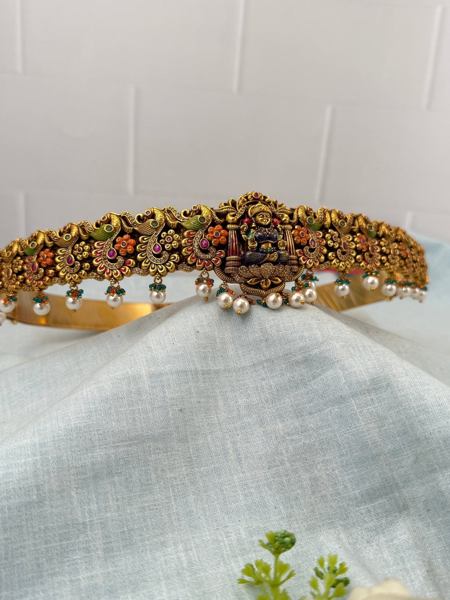 Luxurious Antique Lakshmi Hand Paint Vaddanam Kamarbandh 7259 - Mahilas