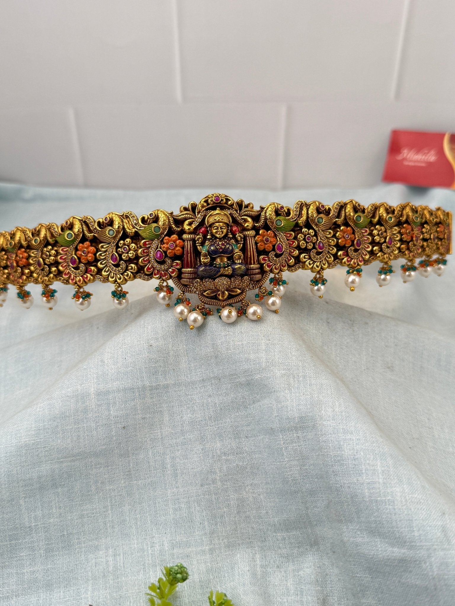 Luxurious Antique Lakshmi Hand Paint Vaddanam Kamarbandh 7259 - Mahilas