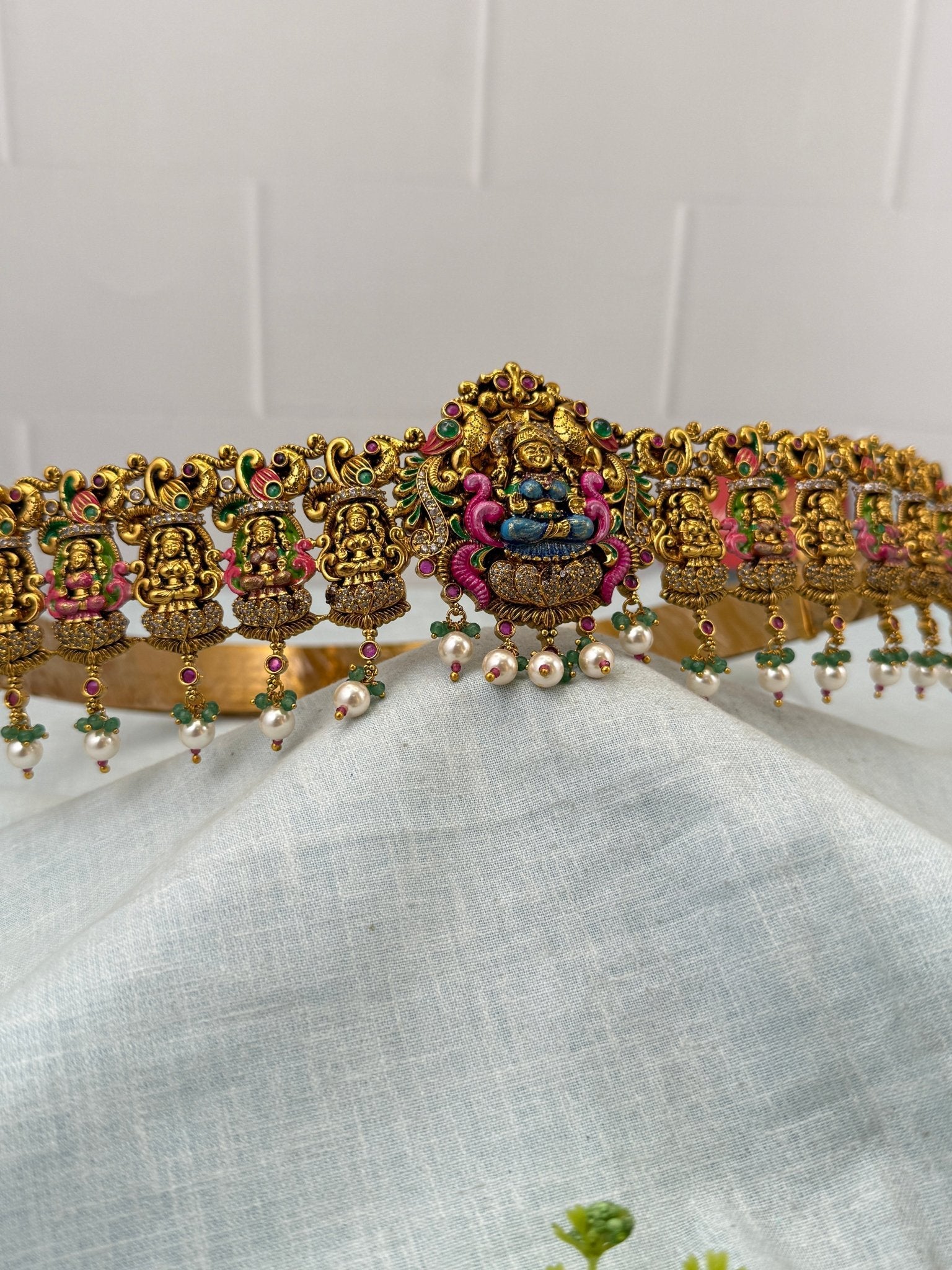 Luxurious Antique Lakshmi Hand Paint Vaddanam Kamarbandh 7260 - Mahilas