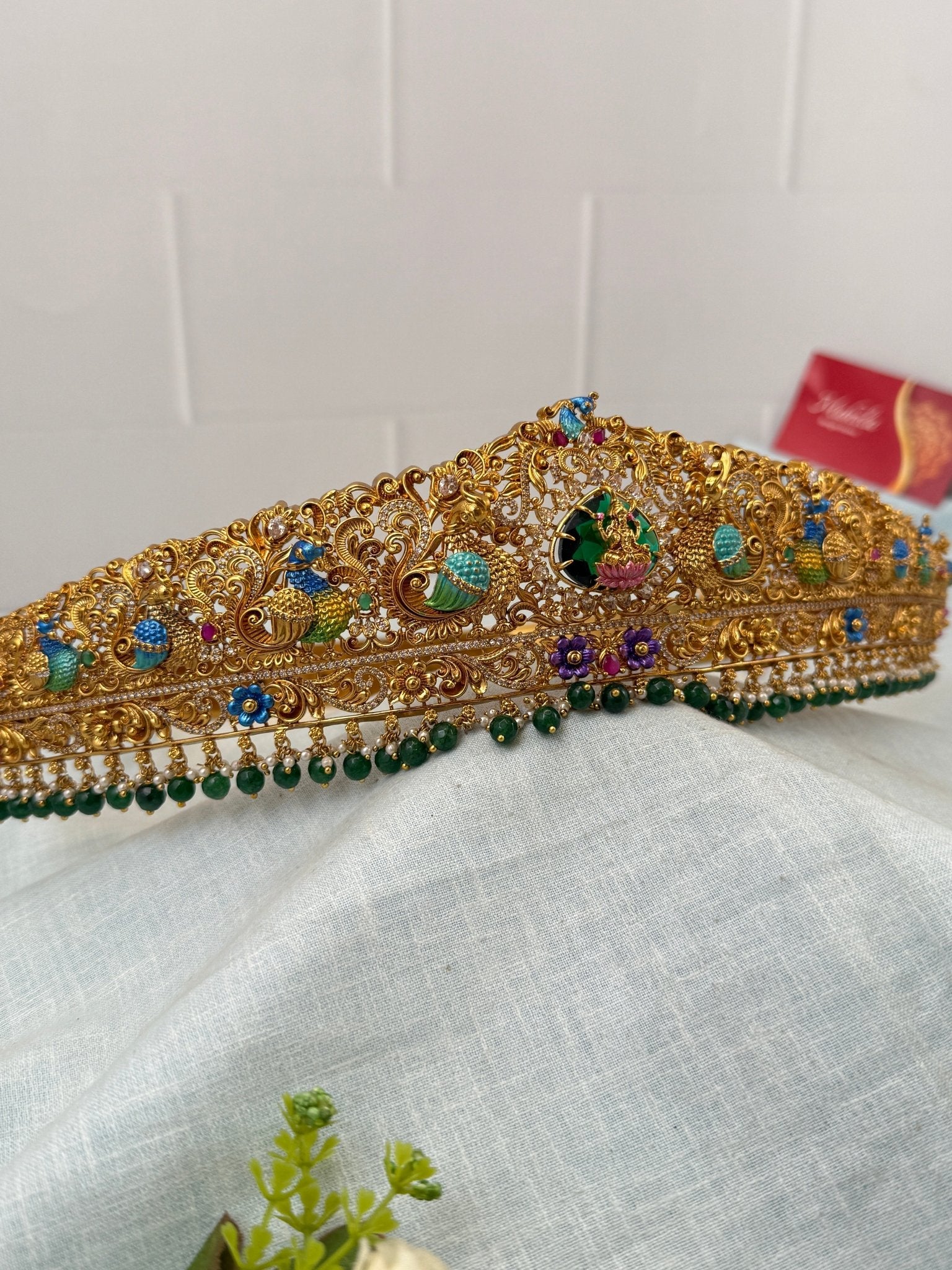 Luxurious Antique Lakshmi Hand Painted Vaddanam Kamarbandh 7272 - Mahilas