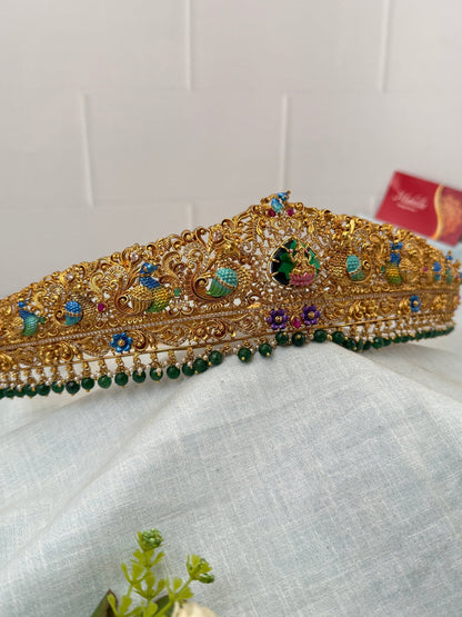 Luxurious Antique Lakshmi Hand Painted Vaddanam Kamarbandh 7272 - Mahilas