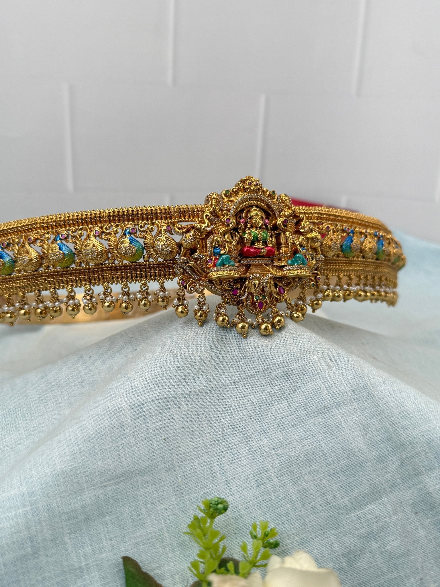 Luxurious Antique Lakshmi Hand Painted Vaddanam Kamarbandh 7274 - Mahilas