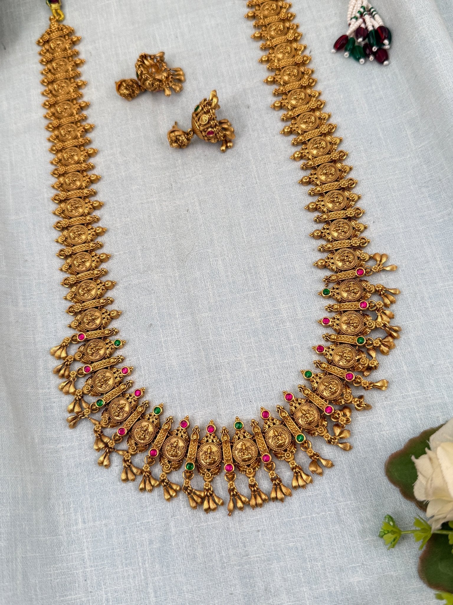 Luxurious Antique Lakshmi Kaasu Necklace Set 0347 - Mahilas