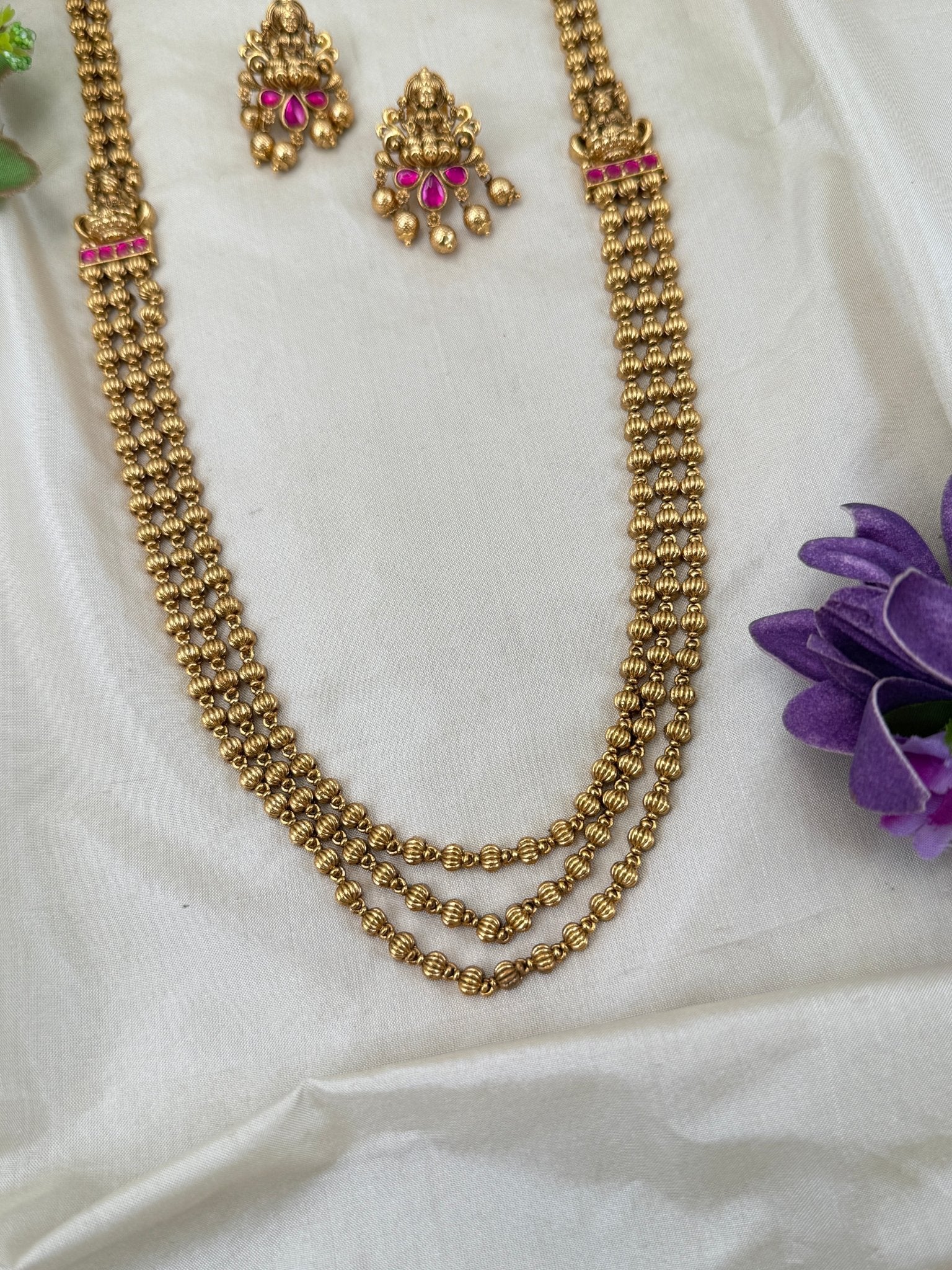 Luxurious Antique Lakshmi Layered Necklace Set 0578 - Mahilas