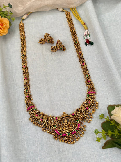 Luxurious Antique Lakshmi Long Necklace Set 0351 - Mahilas