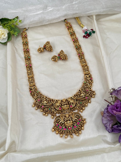 Luxurious Antique Lakshmi Long Necklace Set 0353 - Mahilas