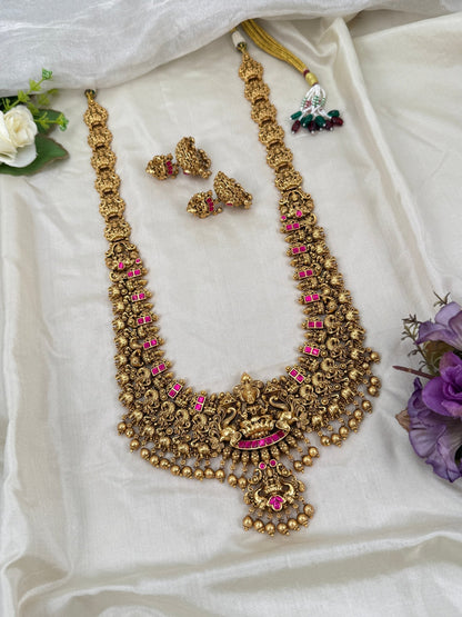 Luxurious Antique Lakshmi Long Necklace Set 0356 - Mahilas