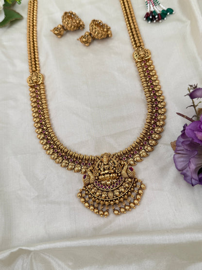 Luxurious Antique Lakshmi Long Necklace Set 0357 - Mahilas