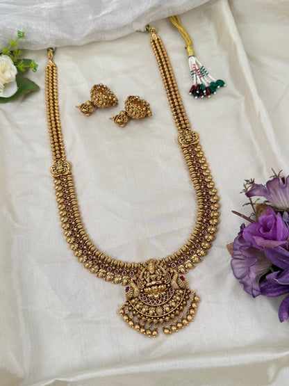Luxurious Antique Lakshmi Long Necklace Set 0357 - Mahilas