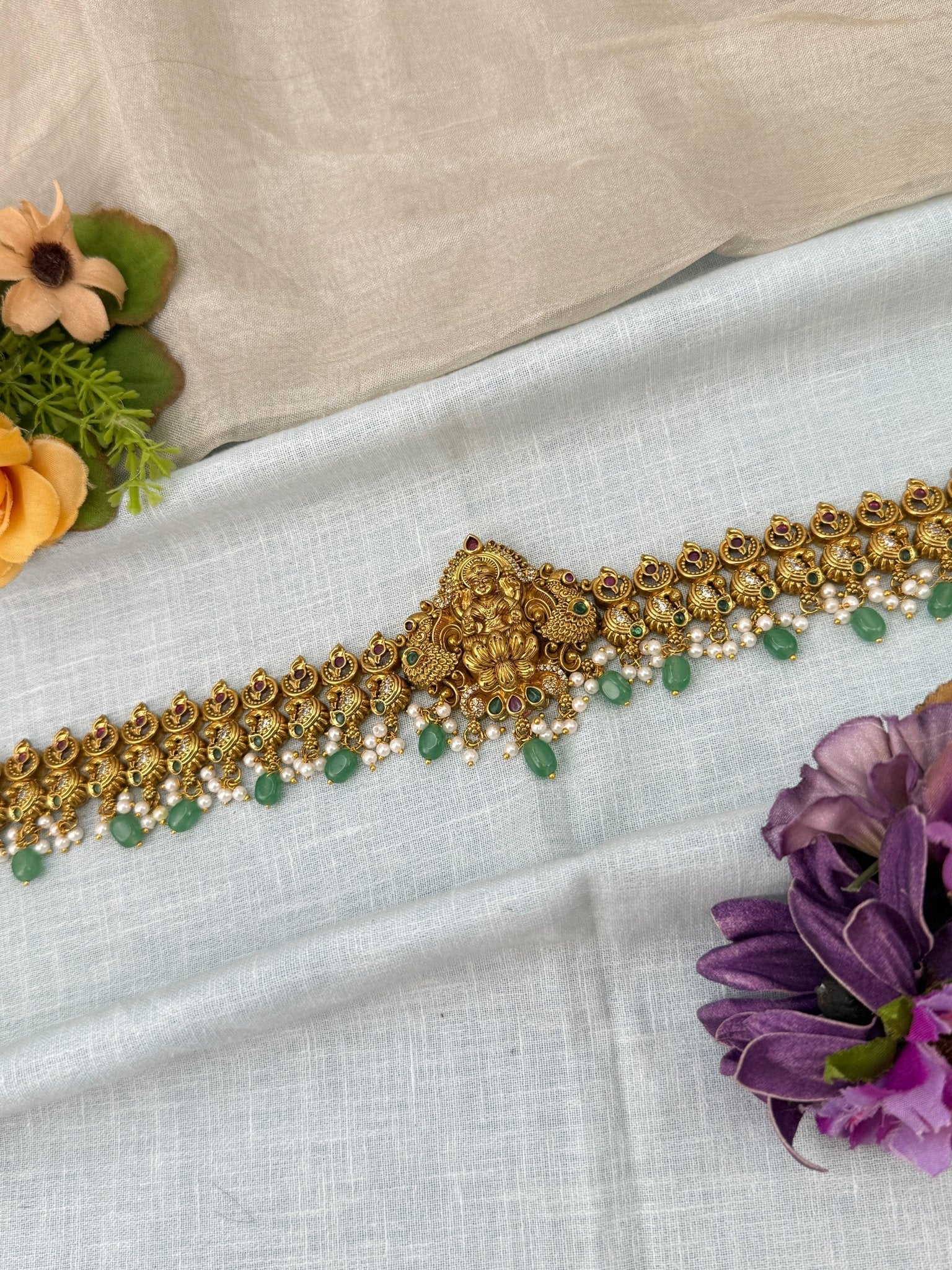 Luxurious Antique Lakshmi Peacock Chain Vaddanam Kamarbandh 8043 - Mahilas