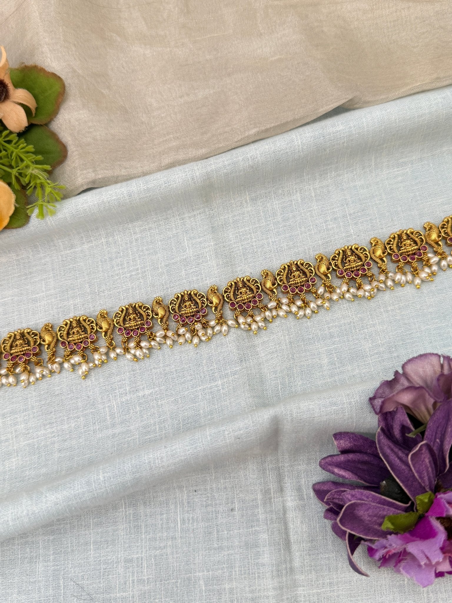 Luxurious Antique Lakshmi Peacock Chain Vaddanam Kamarbandh 8045 - Mahilas