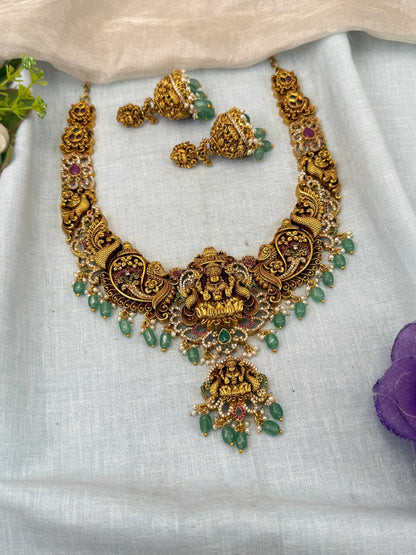 Luxurious Antique Lakshmi Short Necklace Set 0456 - Mahilas