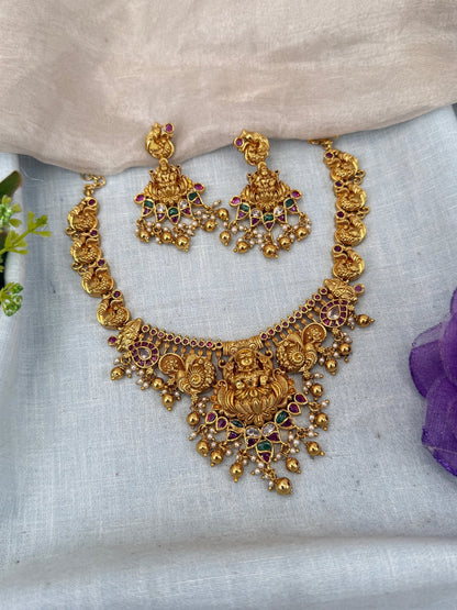 Luxurious Antique Lakshmi Short Necklace Set 0462 - Mahilas