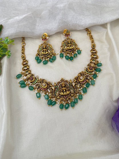 Luxurious Antique Lakshmi Short Necklace Set 0469 - Mahilas