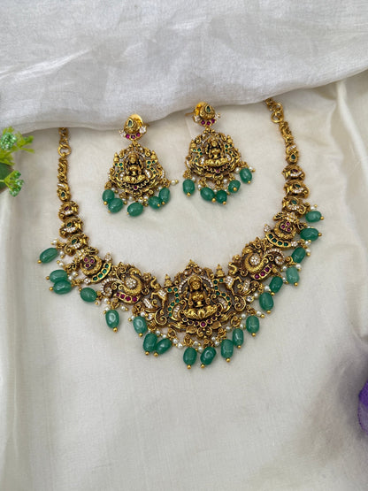 Luxurious Antique Lakshmi Short Necklace Set 0469 - Mahilas