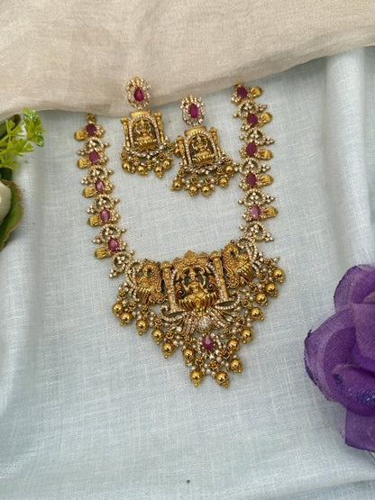 Luxurious Antique Lakshmi Stone Short Necklace Set 0675 - Mahilas