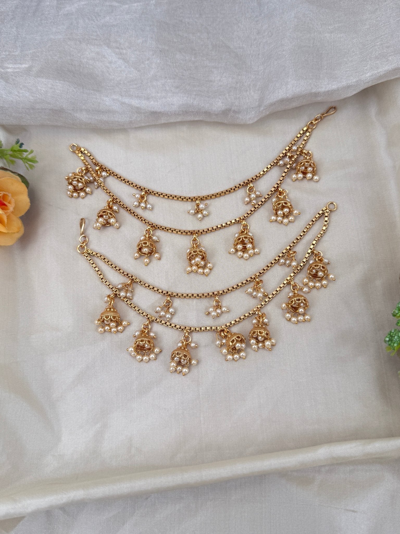 Luxurious Antique Layer Jhumka Maatal Earchain 345 - Mahilas