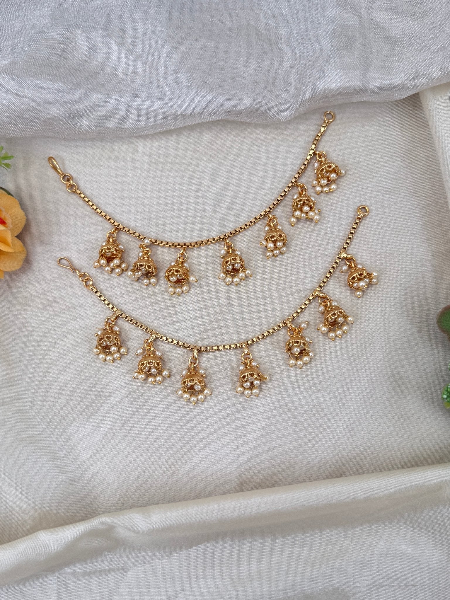 Luxurious Antique Layer Jhumka Maatal Earchain 351 - Mahilas