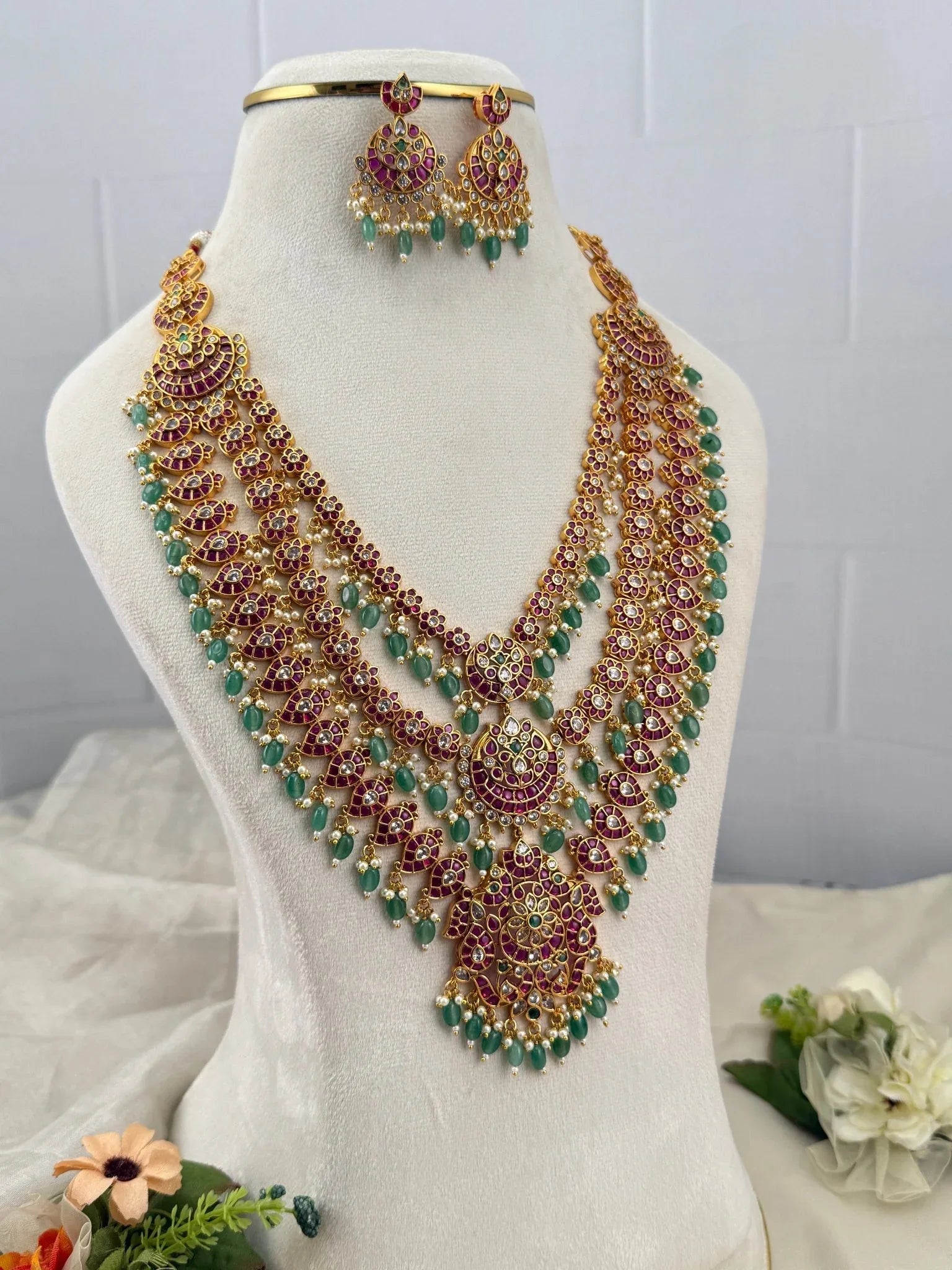Luxurious Antique Layered Long Necklace Set 649 - Mahilas