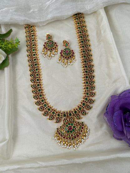 Luxurious Antique Long Mango Necklace Set 0611 - Mahilas