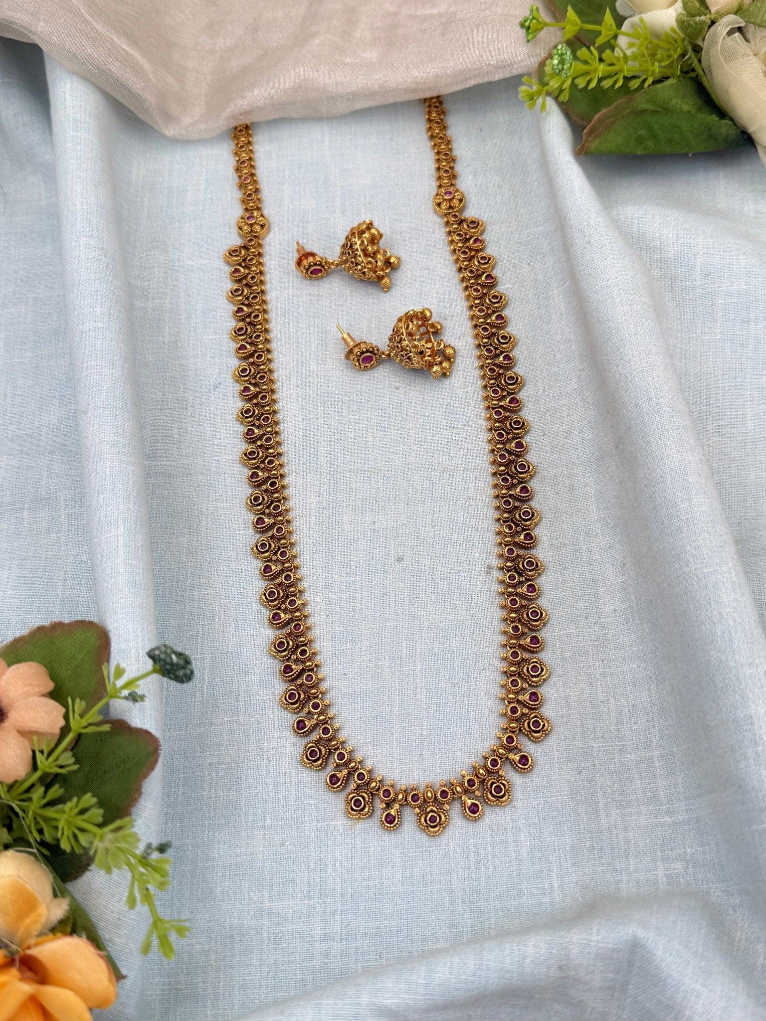Luxurious Antique long Necklace Set 0105 - Mahilas