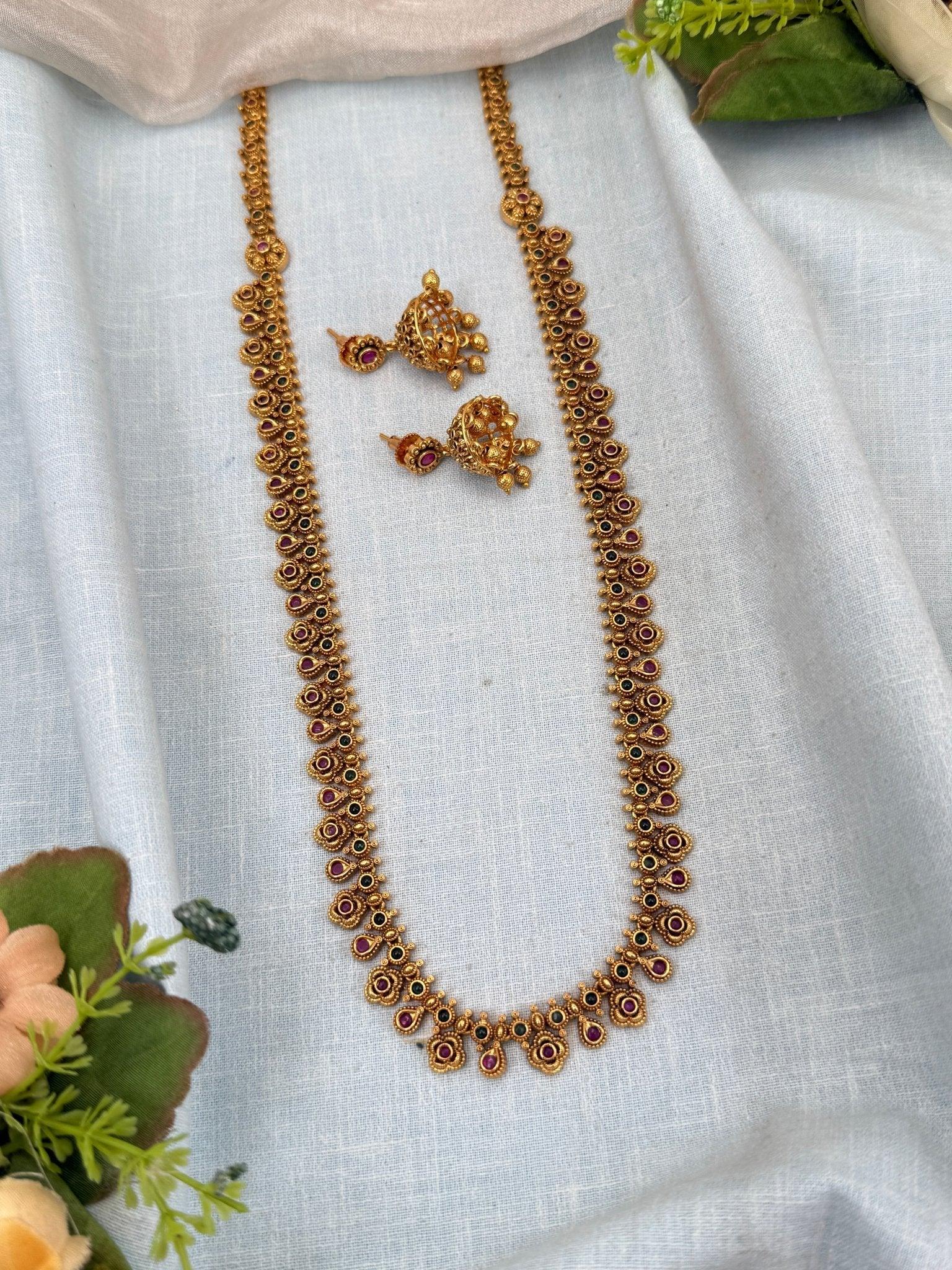 Luxurious Antique long Necklace Set 0106 - Mahilas