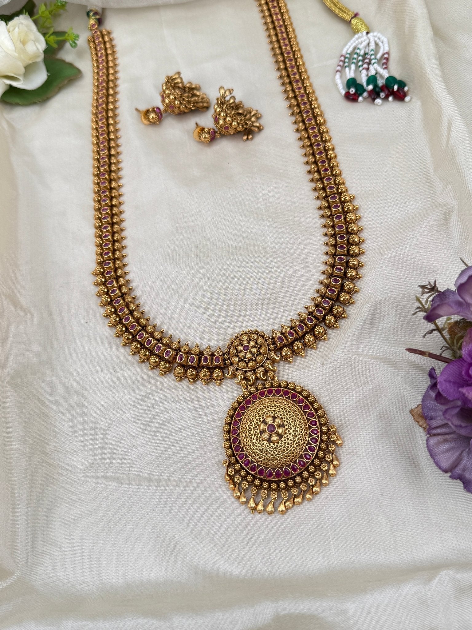 Luxurious Antique Long Necklace Set 0358 - Mahilas