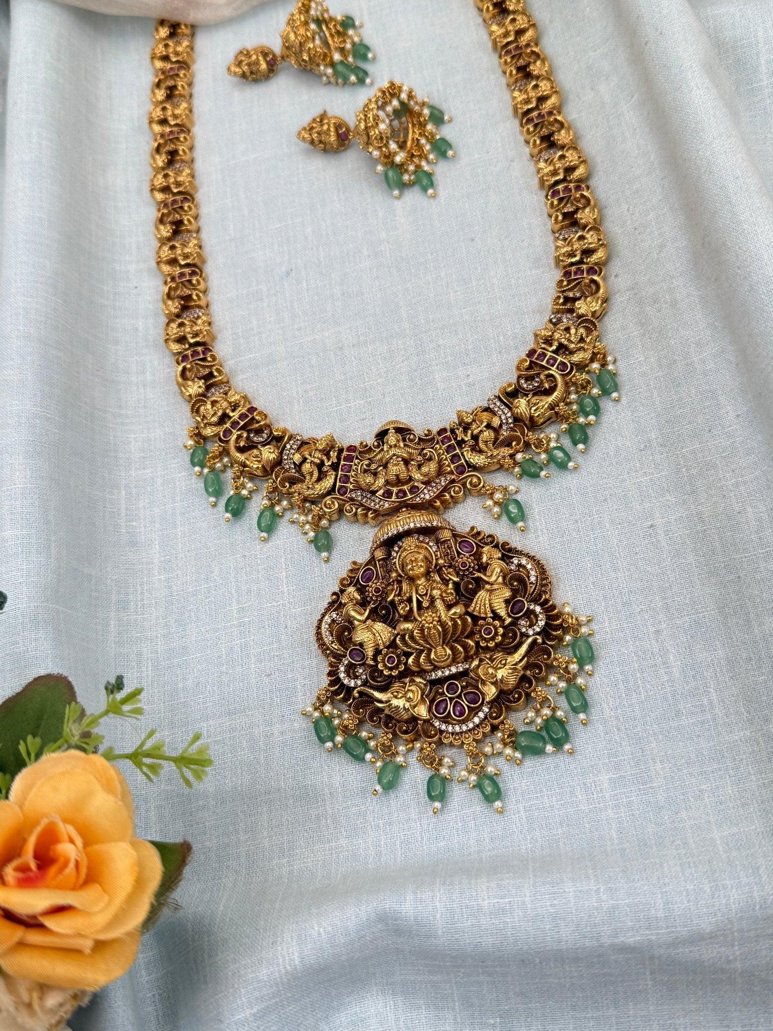 Luxurious Antique Long Temple Necklace Set 998 - Mahilas