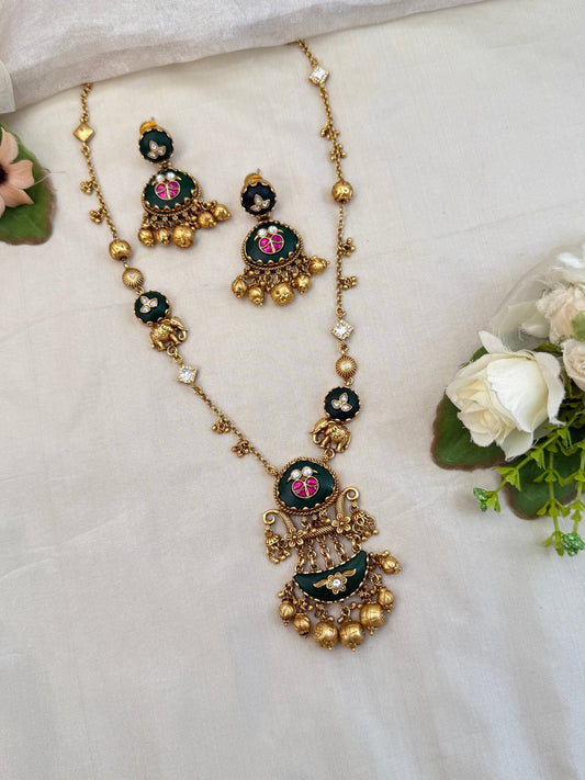 Luxurious Antique Mid Long Necklace Set 898 - Mahilas