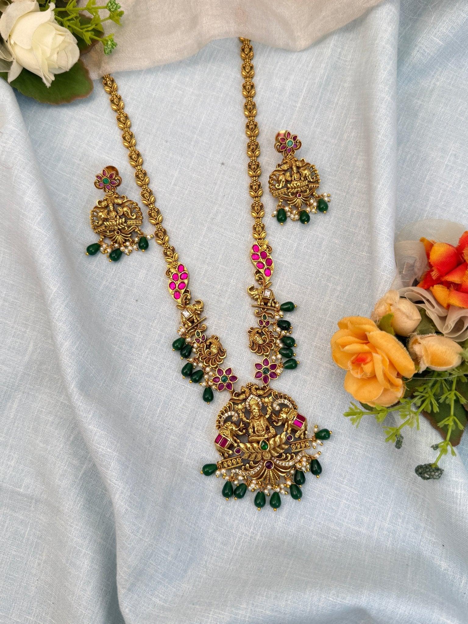 Luxurious Antique Mid Long Necklace Set 936 - Mahilas