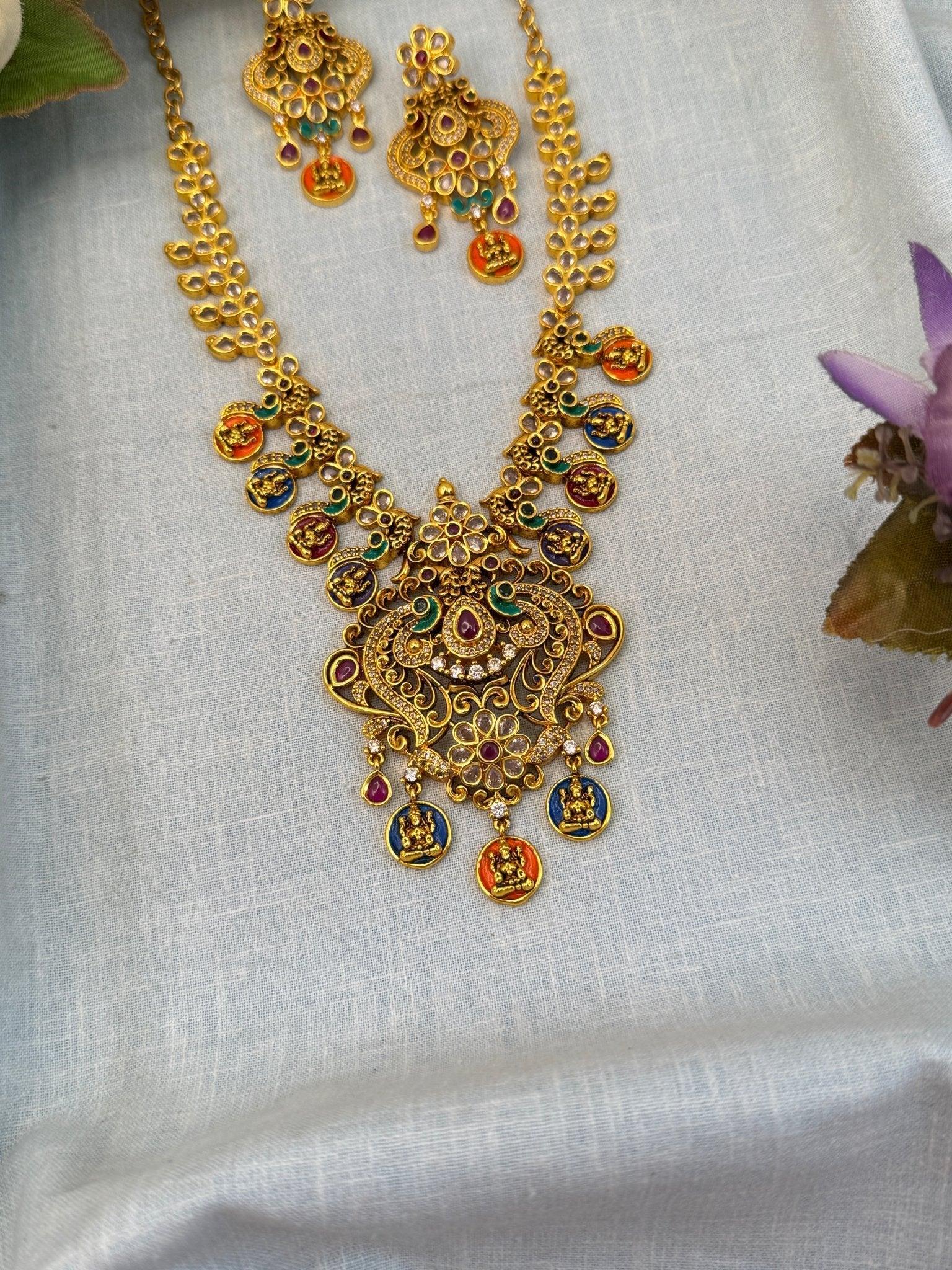 Luxurious Antique Mid Long Necklace Set 976 - Mahilas