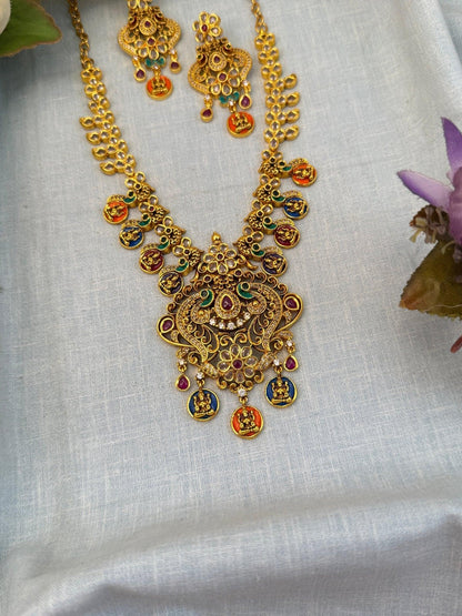 Luxurious Antique Mid Long Necklace Set 976 - Mahilas