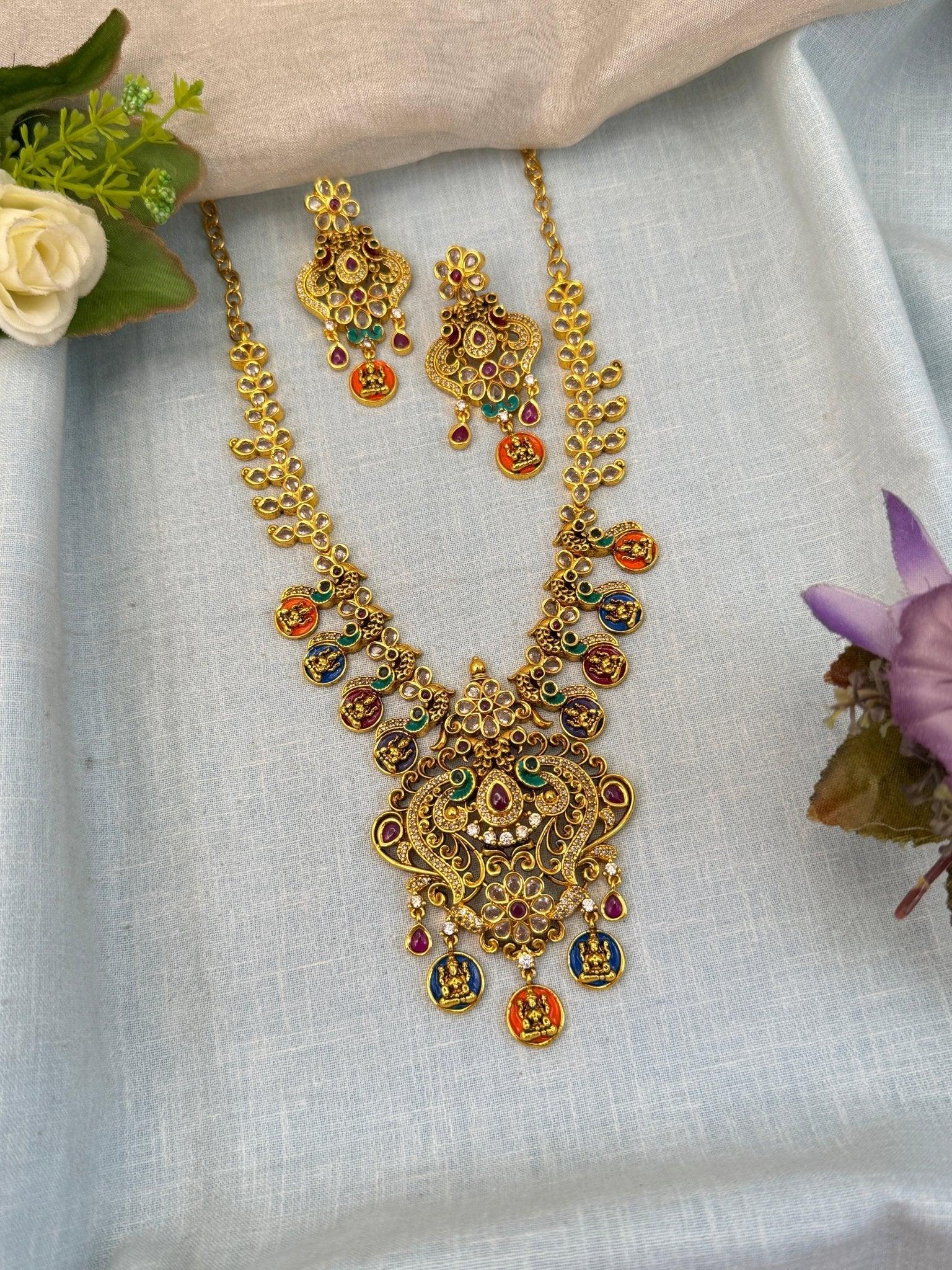 Luxurious Antique Mid Long Necklace Set 976 - Mahilas