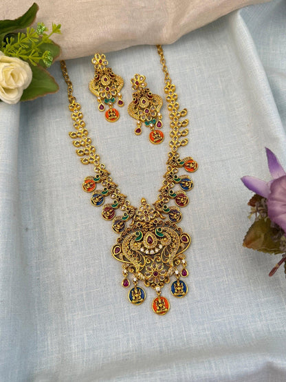 Luxurious Antique Mid Long Necklace Set 976 - Mahilas