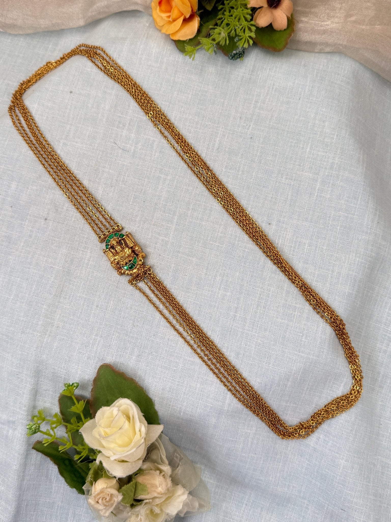 Luxurious Antique Mop Side Chain Necklace 0414 - Mahilas