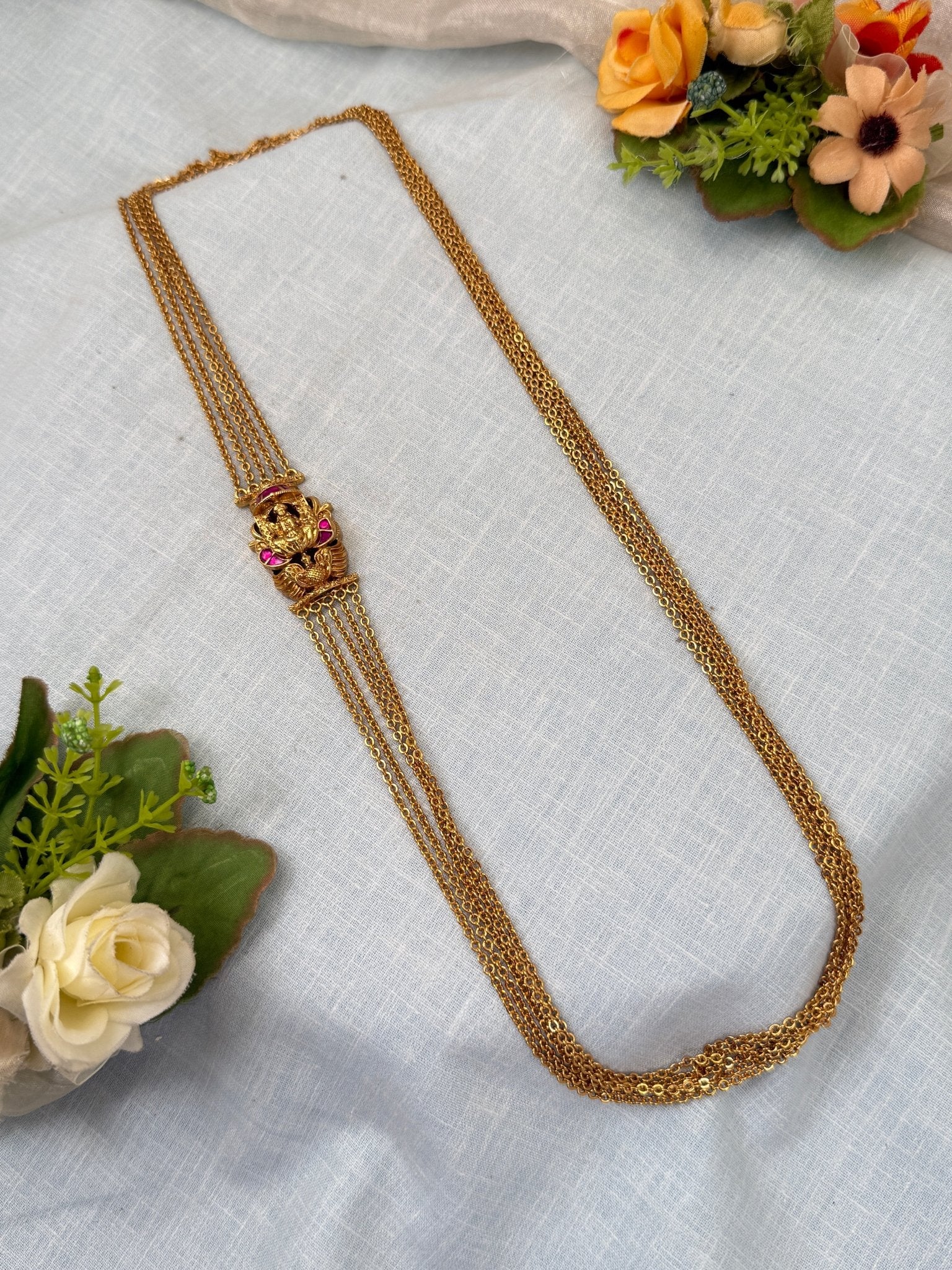 Luxurious Antique Mop Side Chain Necklace 0416 - Mahilas