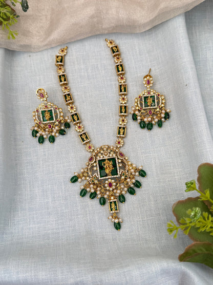 Luxurious Antique Narasimha Lakshmi Short Necklace Set 0383 - Mahilas