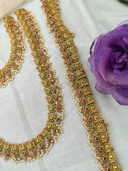 Luxurious Antique Peacock Bottumala Bridal Necklace Set 0915 - Mahilas