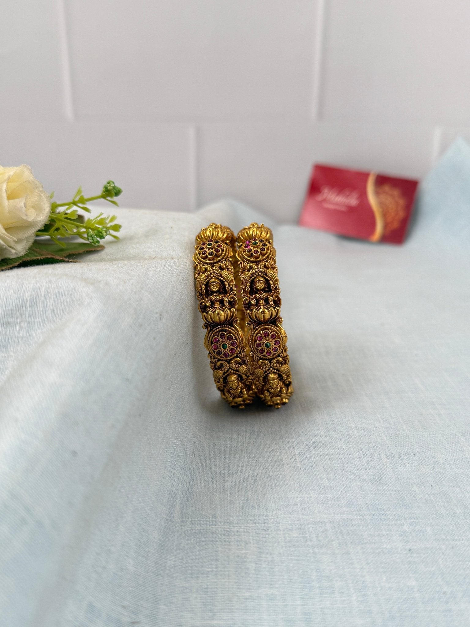 Luxurious Antique Peacock Lakshmi Bangles 7091 - Mahilas