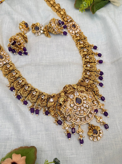 Luxurious Antique Peacock Long Necklace Set 0306 - Mahilas