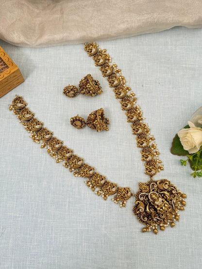 Luxurious Antique Peacock Mid Long Necklace Set 760 - Mahilas