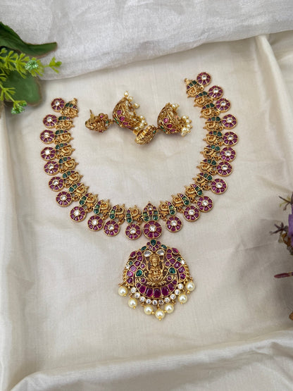 Luxurious Antique Peacock Pendant Short Necklace Set 0404 - Mahilas